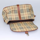 Burberrys Nova Check Boston Bag PVC 2way Beige Auth MX139-9