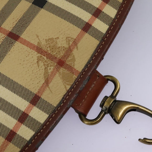 Burberrys Nova Check Boston Bag PVC 2way Beige Auth MX139