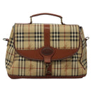 Burberrys Nova Check Boston Bag PVC 2way Beige Auth MX139-13