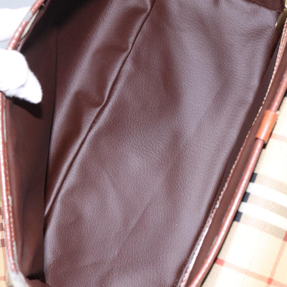 Burberrys Nova Check Boston Bag PVC 2way Beige Auth MX139