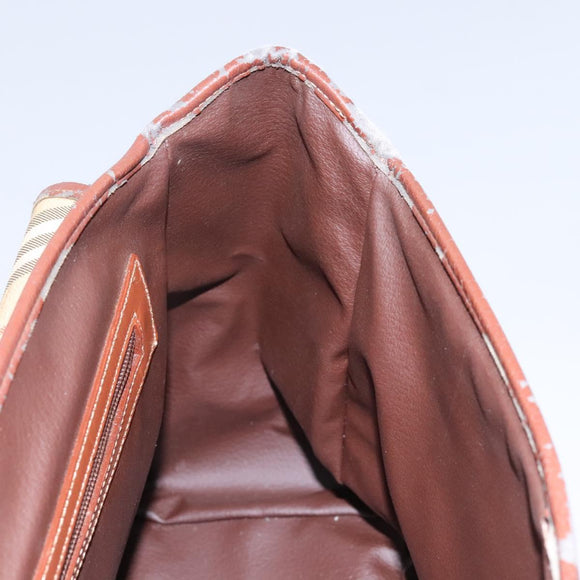 Burberrys Nova Check Boston Bag PVC 2way Beige Auth MX139