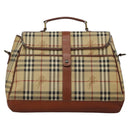 Burberrys Nova Check Boston Bag PVC 2way Beige Auth MX139-2