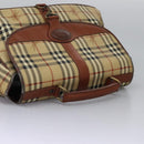 Burberrys Nova Check Boston Bag PVC 2way Beige Auth MX139-6