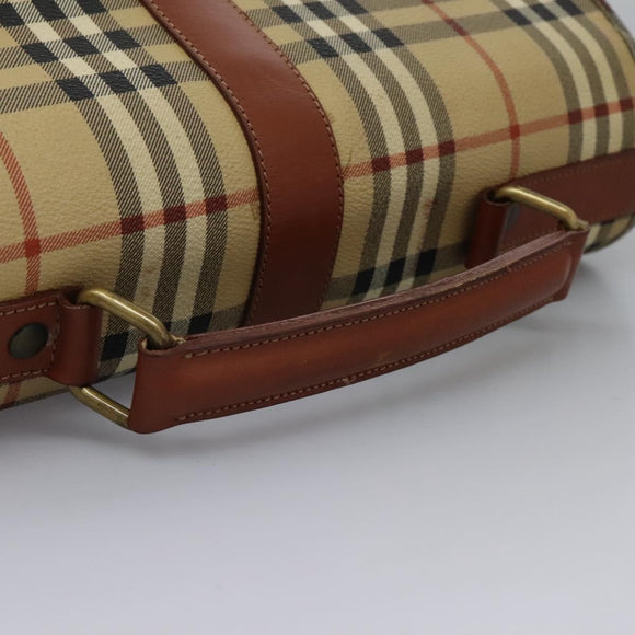 Burberrys Nova Check Boston Bag PVC 2way Beige Auth MX139