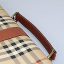 Burberrys Nova Check Boston Bag PVC 2way Beige Auth MX139-14