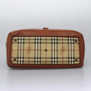 Burberrys Nova Check Boston Bag PVC 2way Beige Auth MX139-5