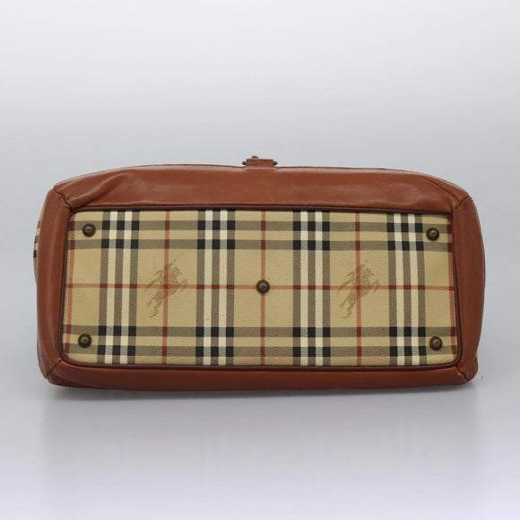 Burberrys Nova Check Boston Bag PVC 2way Beige Auth MX139