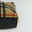 Burberrys Nova Check Blue Label Tote Bag Wool Beige Auth MX157-14
