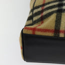 Burberrys Nova Check Blue Label Tote Bag Wool Beige Auth MX157-15
