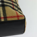 Burberrys Nova Check Blue Label Tote Bag Wool Beige Auth MX157-16