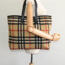 Burberrys Nova Check Blue Label Tote Bag Wool Beige Auth MX157-19