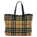 Burberrys Nova Check Blue Label Tote Bag Wool Beige Auth MX157-2