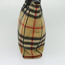 Burberrys Nova Check Blue Label Tote Bag Wool Beige Auth MX157-4