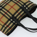 Burberrys Nova Check Blue Label Tote Bag Wool Beige Auth MX157-6