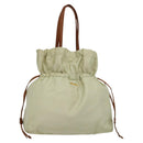 PRADA Shoulder Bag Nylon Beige Gold Auth MX164-1