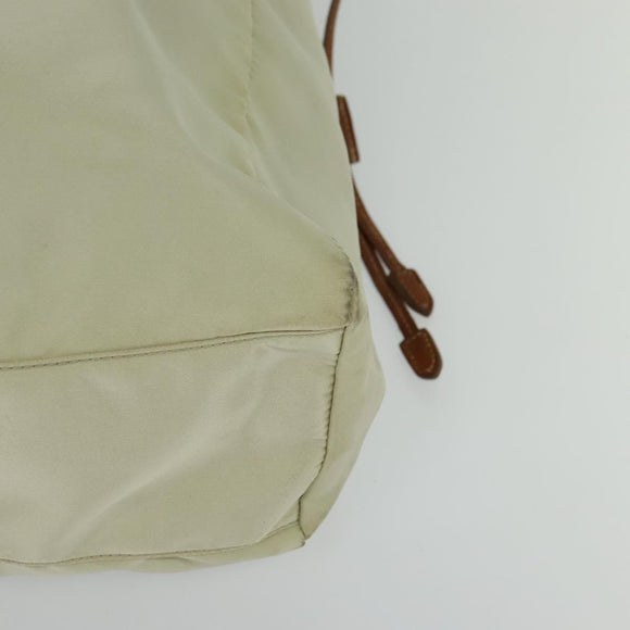PRADA Shoulder Bag Nylon Beige Gold Auth MX164