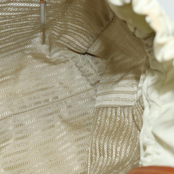 PRADA Shoulder Bag Nylon Beige Gold Auth MX164