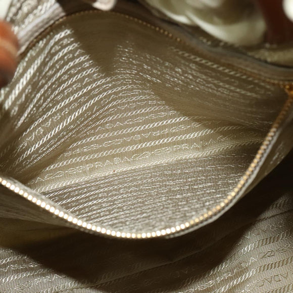 PRADA Shoulder Bag Nylon Beige Gold Auth MX164