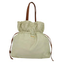 PRADA Shoulder Bag Nylon Beige Gold Auth MX164-13