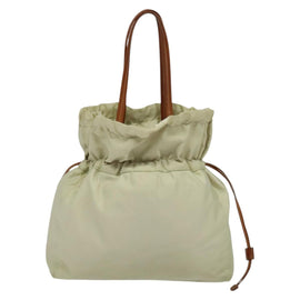 PRADA Shoulder Bag Nylon Beige Gold Auth MX164 - 0