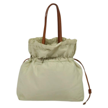 PRADA Shoulder Bag Nylon Beige Gold Auth MX164 - 0