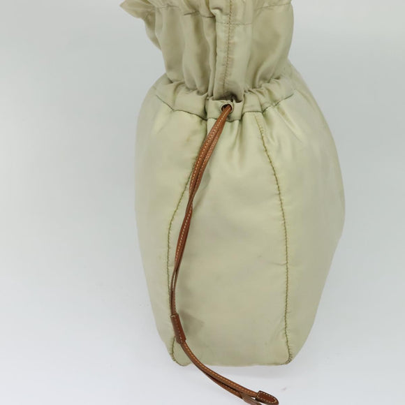 PRADA Shoulder Bag Nylon Beige Gold Auth MX164