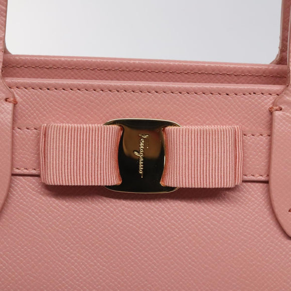 Salvatore Ferragamo Shoulder Bag Leather Pink Gold Auth MX166V