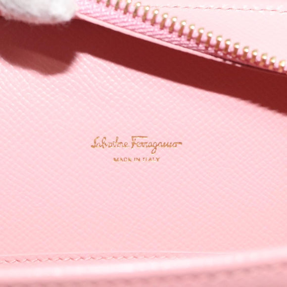 Salvatore Ferragamo Shoulder Bag Leather Pink Gold Auth MX166V