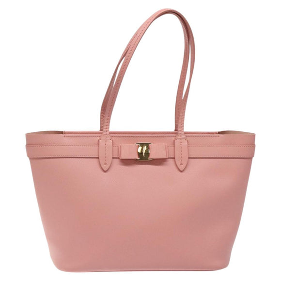 Salvatore Ferragamo Shoulder Bag Leather Pink Gold Auth MX166V