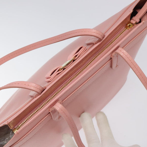 Salvatore Ferragamo Shoulder Bag Leather Pink Gold Auth MX166V