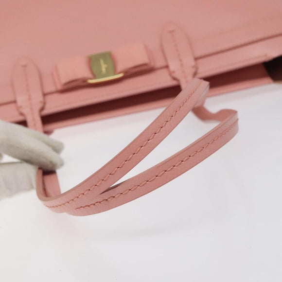 Salvatore Ferragamo Shoulder Bag Leather Pink Gold Auth MX166V