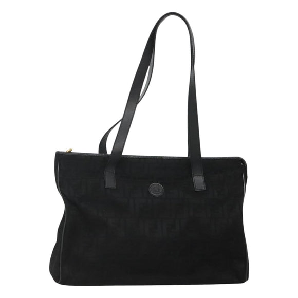 FENDI Zucca Canvas Tote Bag Gold Black Auth MX167