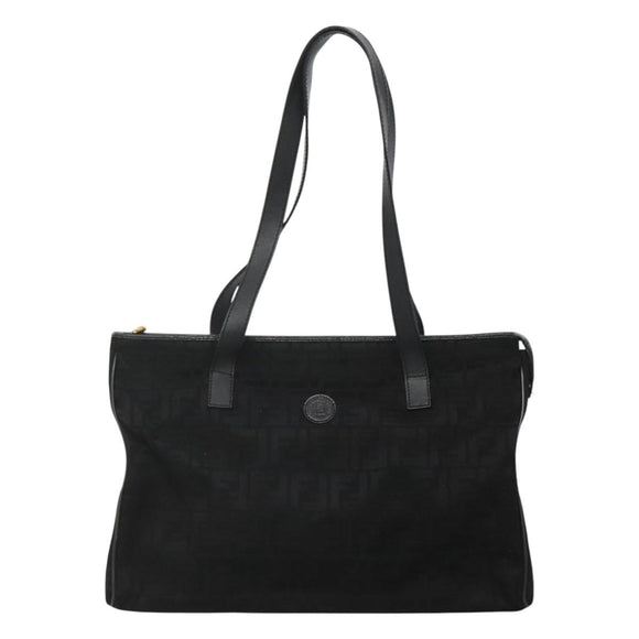 FENDI Zucca Canvas Tote Bag Gold Black Auth MX167