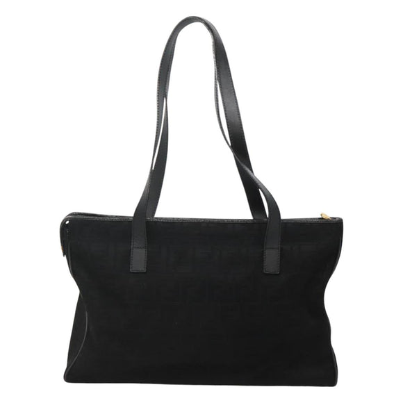FENDI Zucca Canvas Tote Bag Gold Black Auth MX167