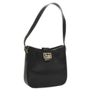 CELINE Shoulder Bag Leather Black Gold Auth MX169-1