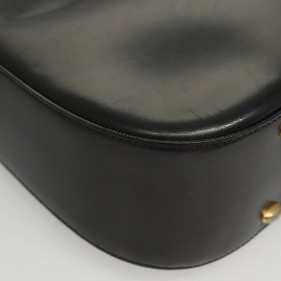 CELINE Shoulder Bag Leather Black Gold Auth MX169