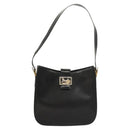 CELINE Shoulder Bag Leather Black Gold Auth MX169-13