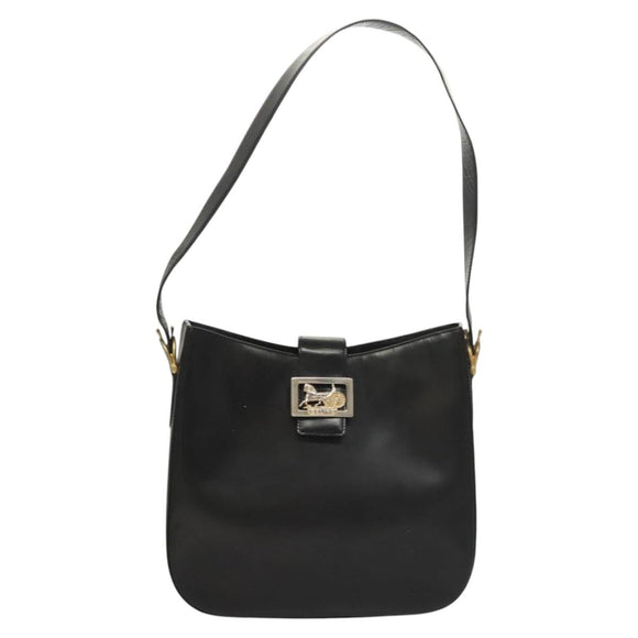 CELINE Shoulder Bag Leather Black Gold Auth MX169