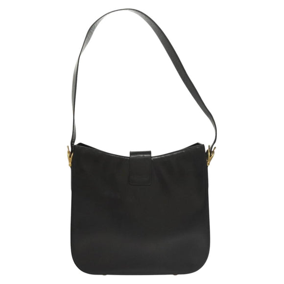 CELINE Shoulder Bag Leather Black Gold Auth MX169