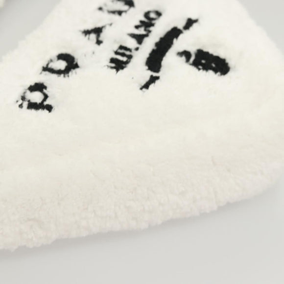 PRADA Shoulder Bag Pile White Silver Auth MX183AM