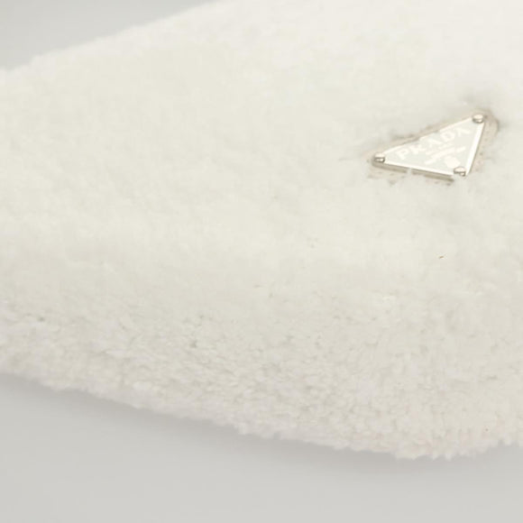 PRADA Shoulder Bag Pile White Silver Auth MX183AM