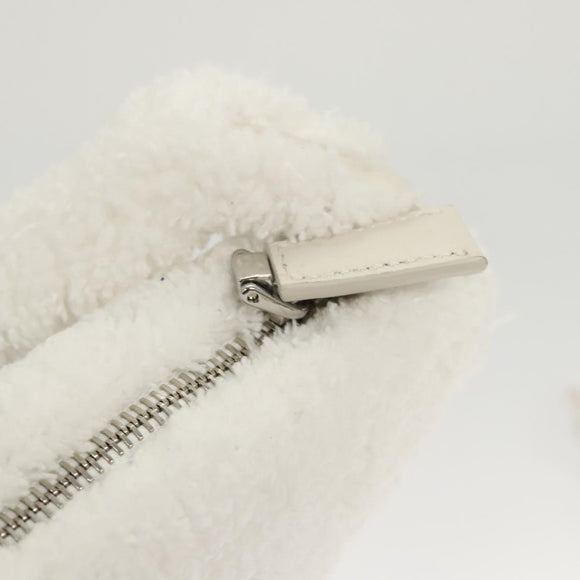 PRADA Shoulder Bag Pile White Silver Auth MX183AM