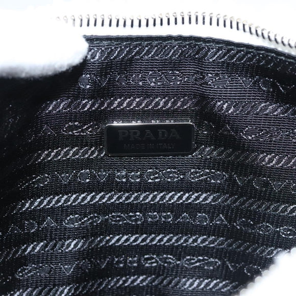 PRADA Shoulder Bag Pile White Silver Auth MX183AM