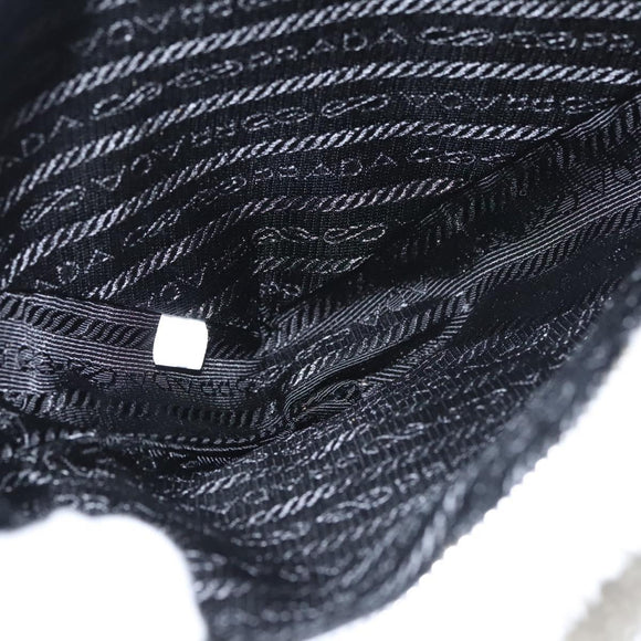 PRADA Shoulder Bag Pile White Silver Auth MX183AM