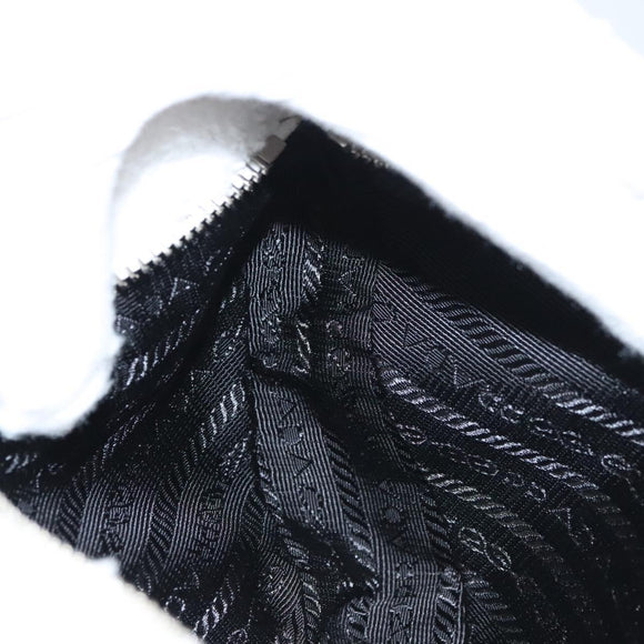 PRADA Shoulder Bag Pile White Silver Auth MX183AM