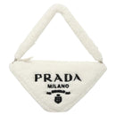 PRADA Shoulder Bag Pile White Silver Auth MX183SAM-13
