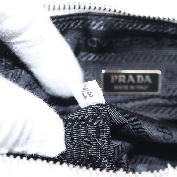 PRADA Shoulder Bag Pile White Silver Auth MX183SAM