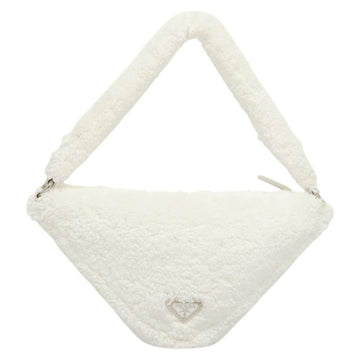 PRADA Shoulder Bag Pile White Silver Auth MX183AM - 0