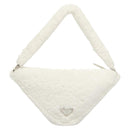 PRADA Shoulder Bag Pile White Silver Auth MX183SAM-2