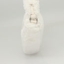 PRADA Shoulder Bag Pile White Silver Auth MX183AM-3